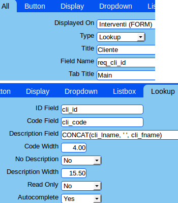 Lookup object settings