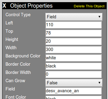 &quot;Field&quot; field in report object