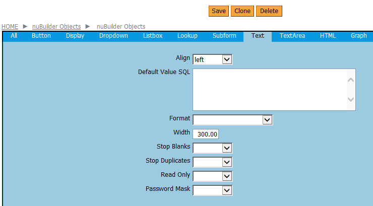 Object with text width set to 300.